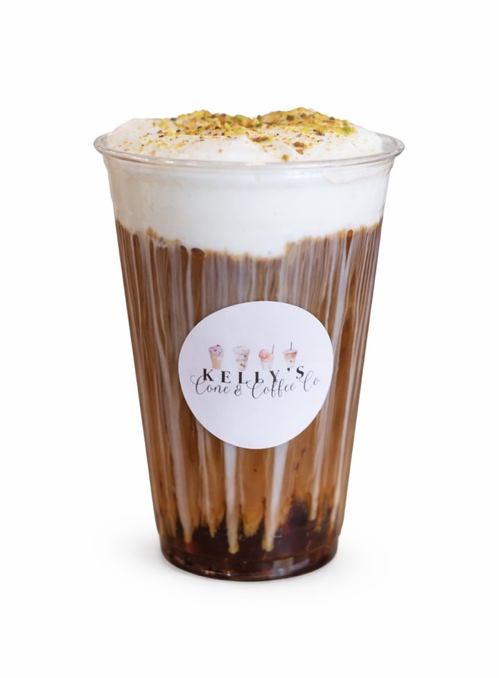 Iced chocolate drink with whipped topping