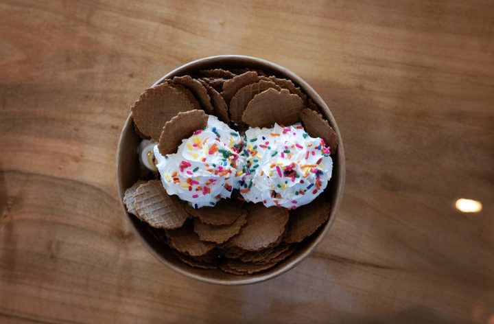 A soft-serve ice cream treat at Kelly's Cone and Coffee
